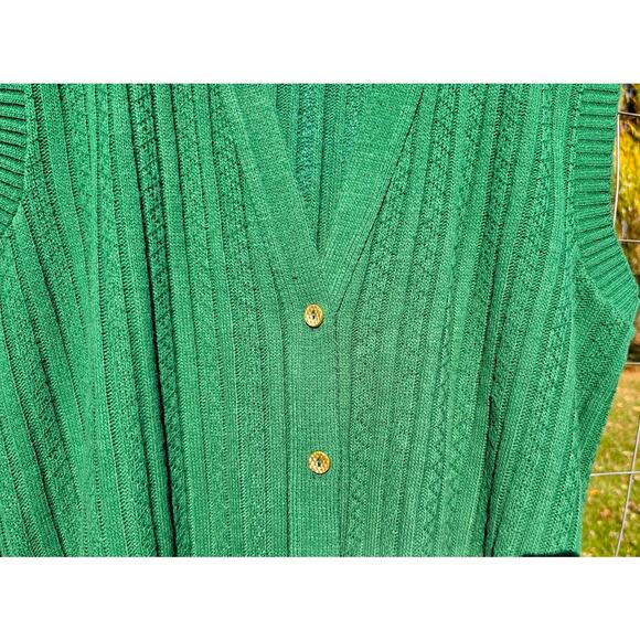 Vintage Haband for Her Green Button Up Sweater Vest XL - Picture 6 of 8